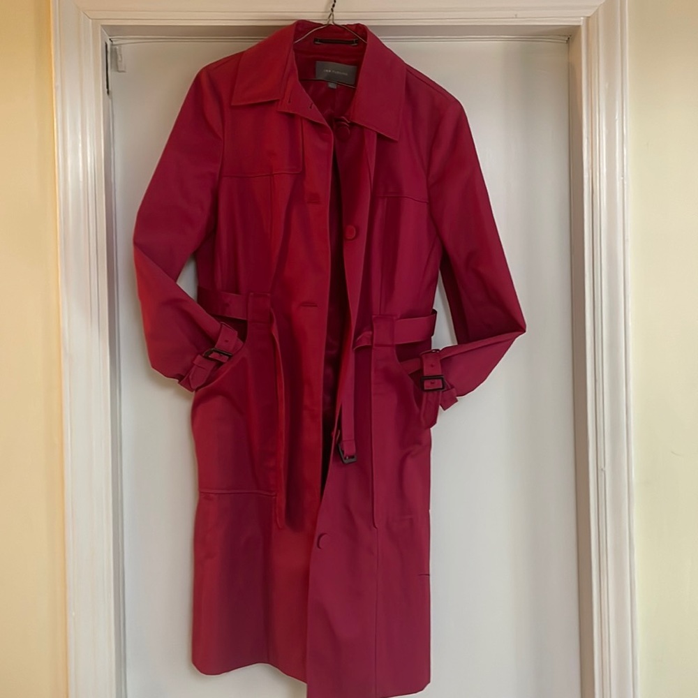 Ann Taylor Red Belted Trench Coat